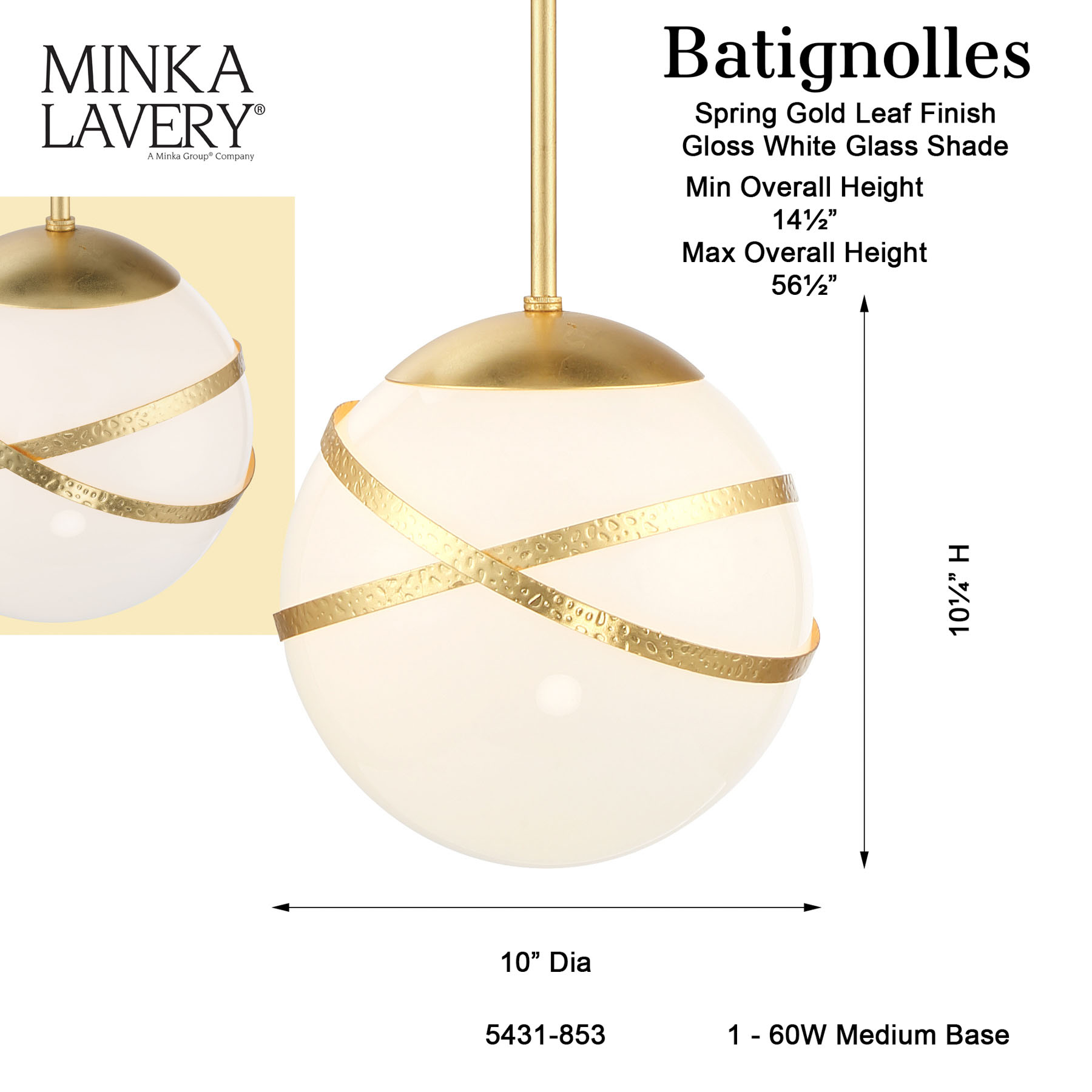 Batignolles – 1 Light Mini Pendant