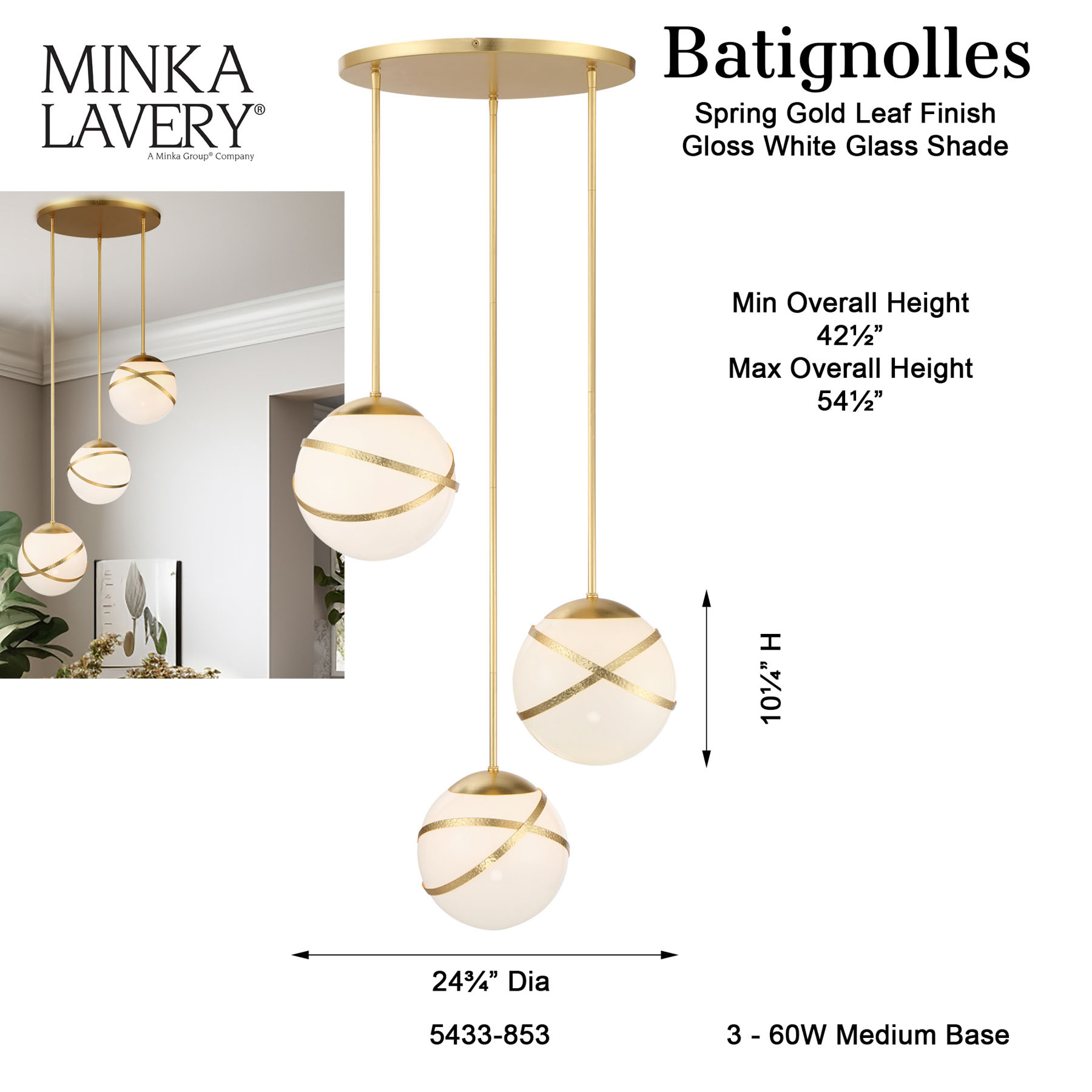 Batignolles – 3 Light Pan Pendant