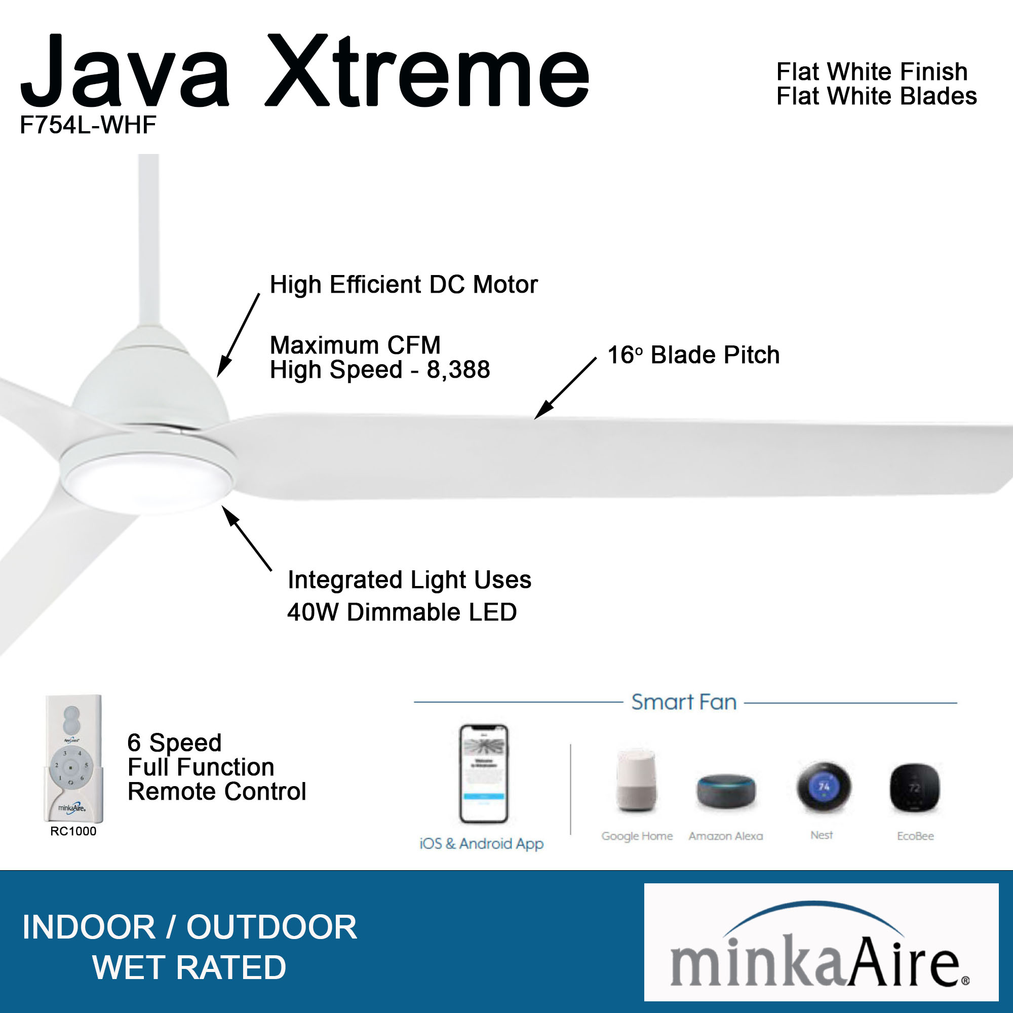 Java Xtreme - 84" LED Ceiling Fan