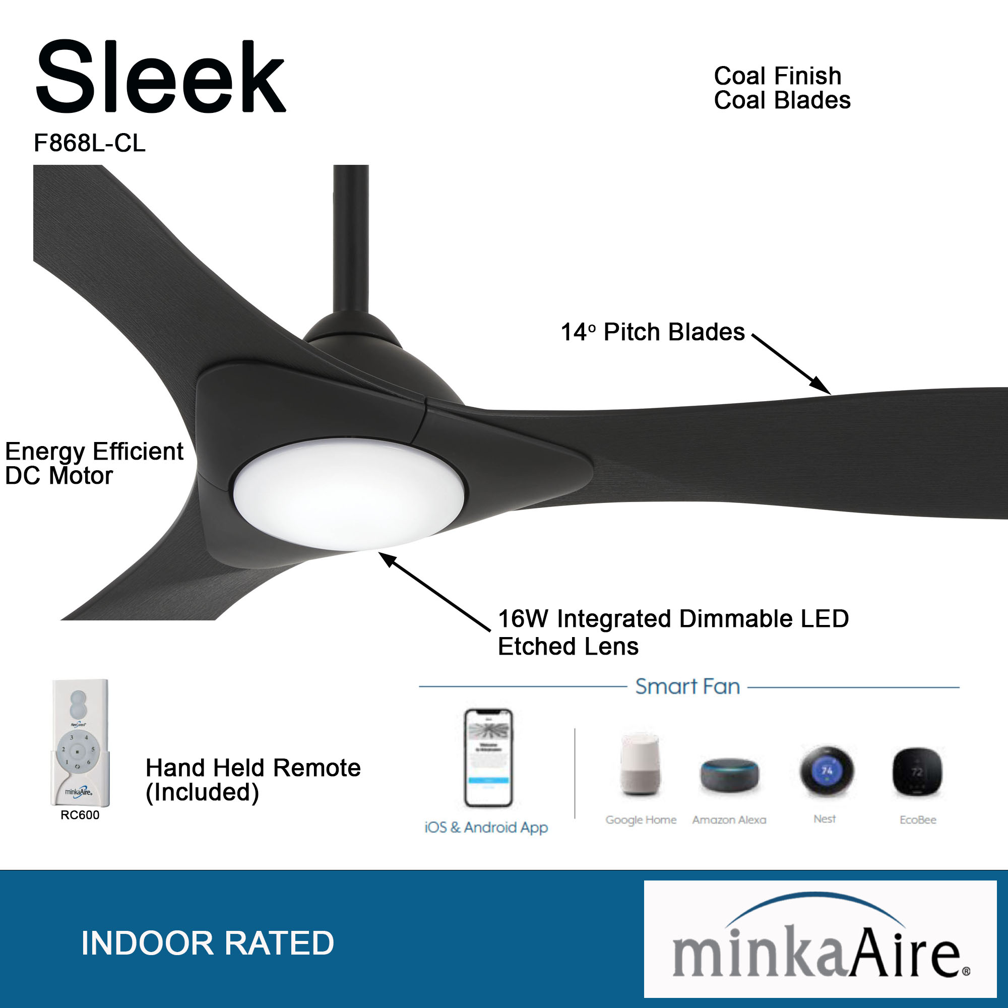 Sleek - LED 60" Smart Ceiling Fan