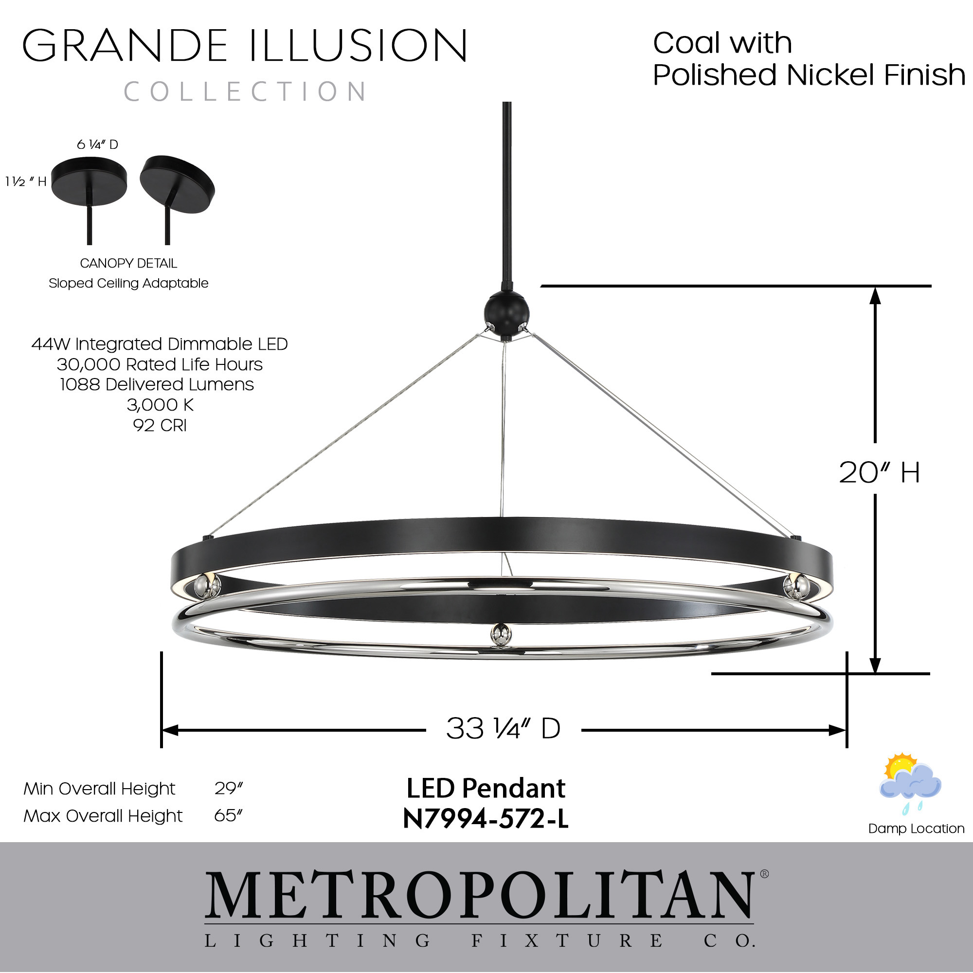 Grande Illusion - 33.25" LED Pendant