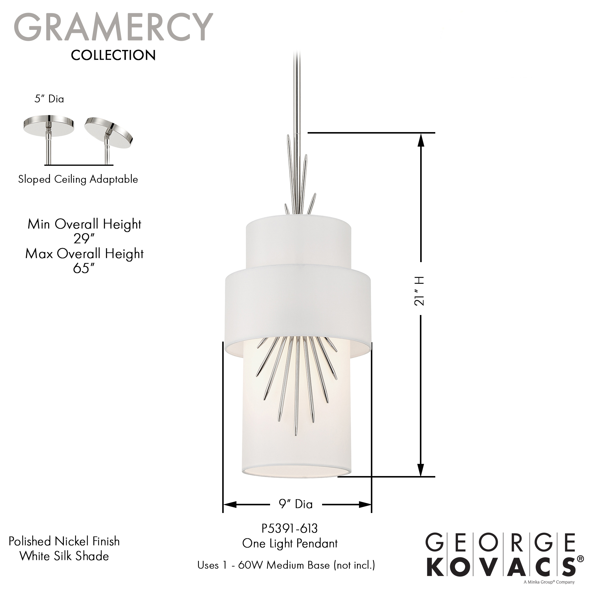 Gramercy - 1 Light 9" Mini Pendant