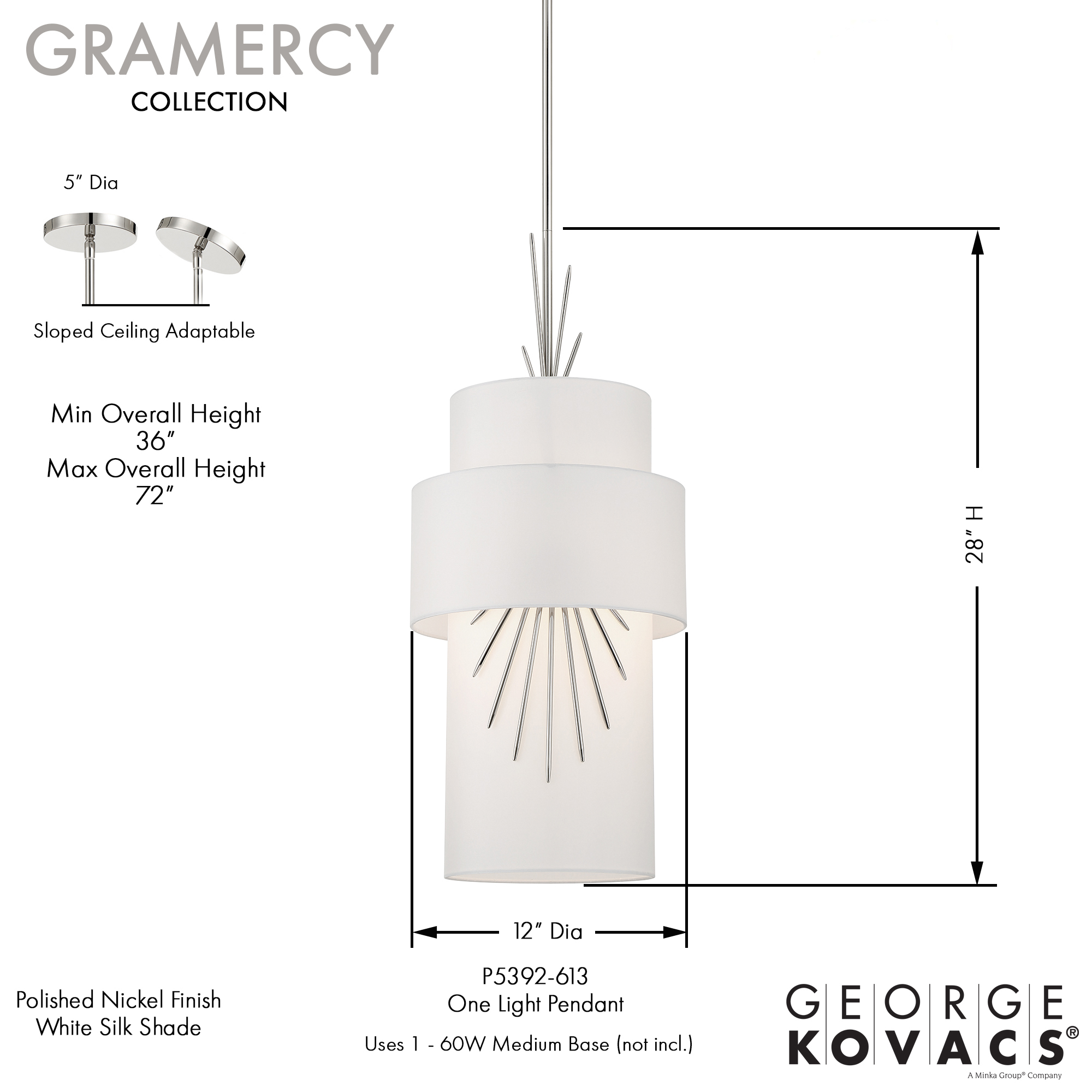 Gramercy - 1 Light 12" Mini Pendant