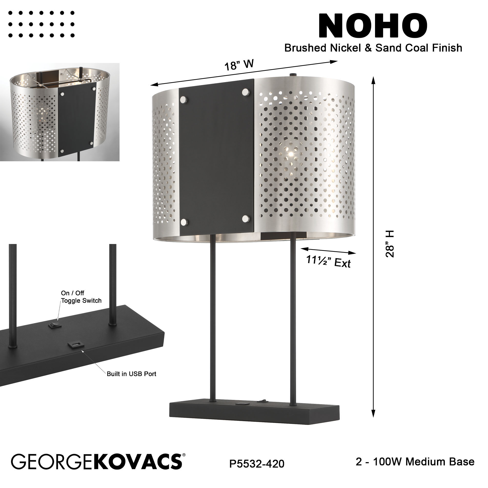 Noho - 2 Light Table Lamp